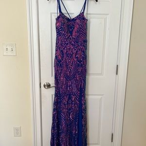 Royal Blue Sparkle Long Occasion Dress